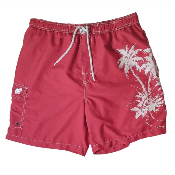 Caribbean Joe Red and White Board Shorts Tropical Design - Picture 1 of 4
